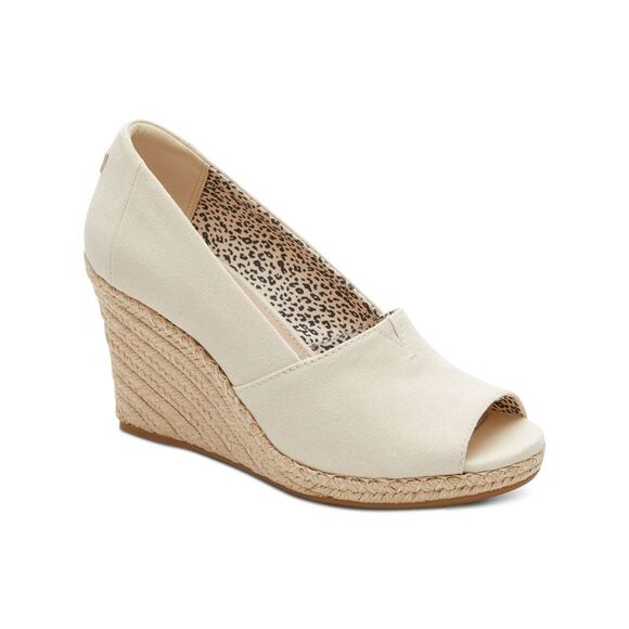 NWT TOMS Womens Beige Goring Michelle Peep Toe Wedge Slip On Espadrille Shoes 8 - Picture 1 of 5